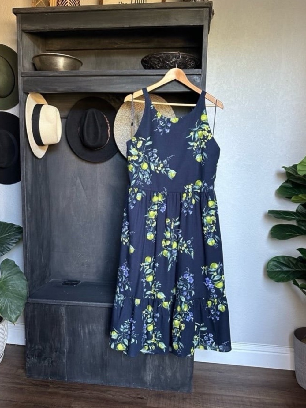 Womens Plus Size Midi Dress - Fit And Flare Open Back Lemon Print XXXL 22 / 2X